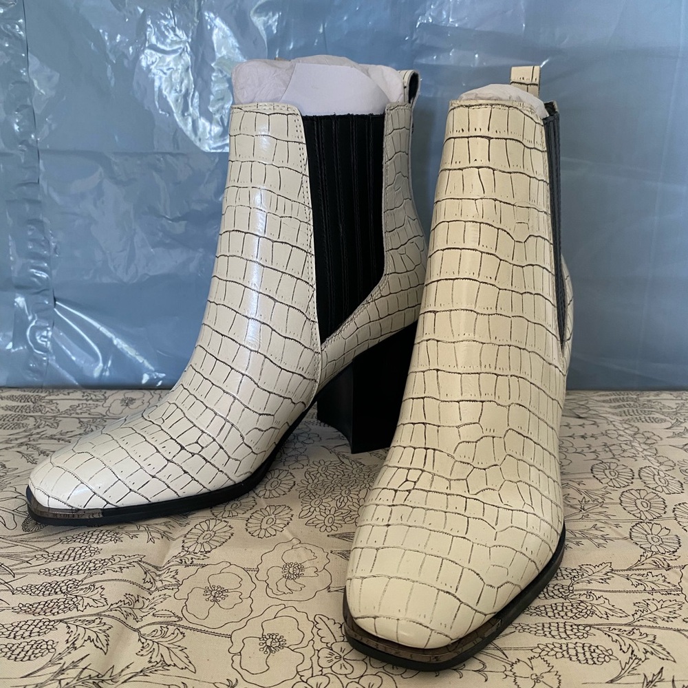 Marc Fisher White Multi Leather Boots